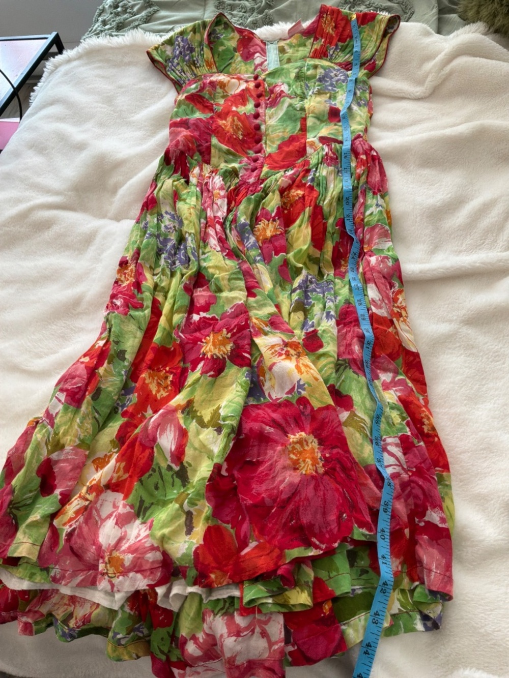 Vintage 90s The Cotton Collection Floral Midi Dress Size VTG Small (fits XS) - Picture 8 of 8